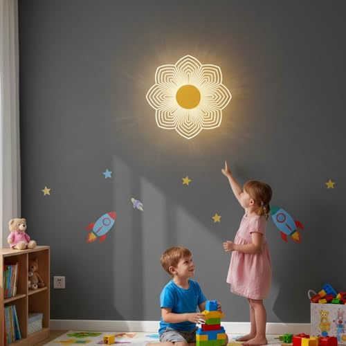 Image of Lamp master 3-in-1 LED Wall & Ceiling Light | Spiral Flower Design | 23cm Acrylic Decorative Lamp | Energy-Efficient | Modern Wall Decor for Bedroom, Living Room & Home