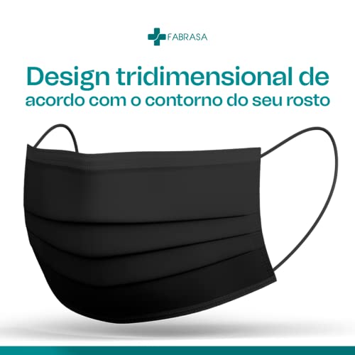 Caixa 50 Máscaras Cirúrgicas Triplas Descartáveis Preta