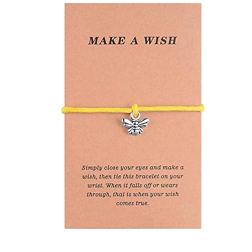 Image of YSINYAO Bee Bracelet for Women Honey Wish String Rope Bracelet Bee Lovers Jewelry Mom Handmade Jewellery Adjustable Yellow Waterproof