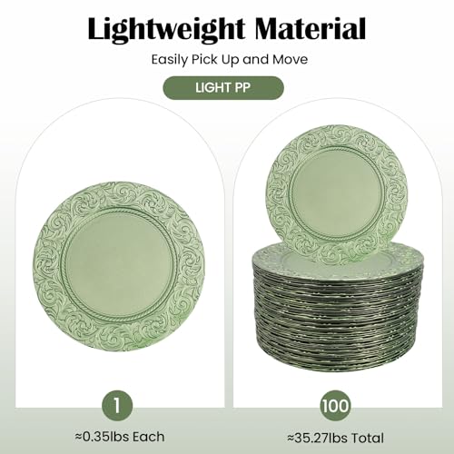 Set de 100 platos reutilizables verdes de 13 pulgadas miniatura 5