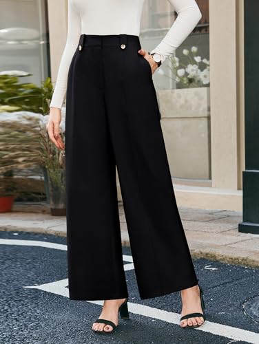 GRACE KARIN Womens Wide Leg Dress Pants, 2025 High Waisted Work Trousers, Business Casual Long Palazzo with Pockets2