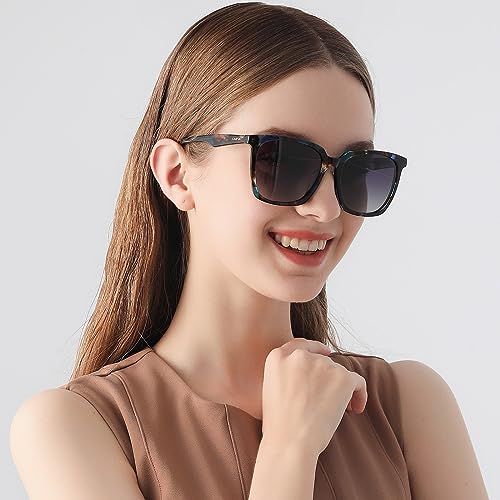 CARFIA Acetate Polarized Sunglasses for Women Big Face Fashion Retro Sunnies CA55052