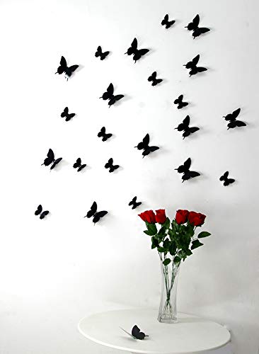 Ambiance-Live Set of 12 black 3D butterfly stickers - Image 3