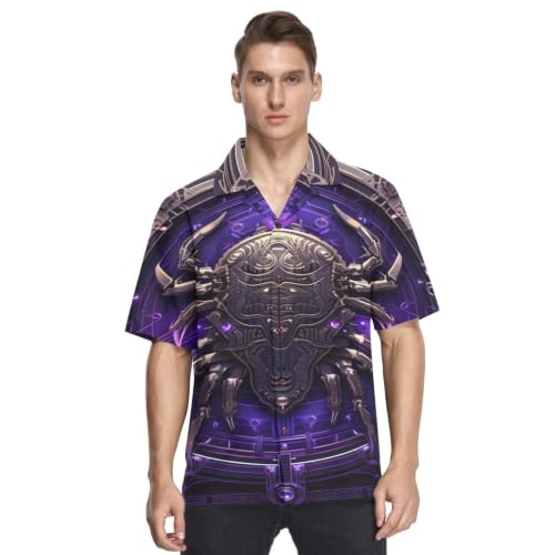 Chemise hawaïenne homme scorpion violet pour rester frais sous la chaleur