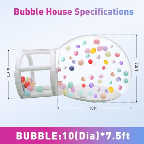 Generic Opblaasbaar doorzichtig bubbelhuis, doorzichtig bubbelhuis voor kinderen, PVC-bubbelhuis van commerciële kwaliteit met ventilator en pomp - Afbeelding 5