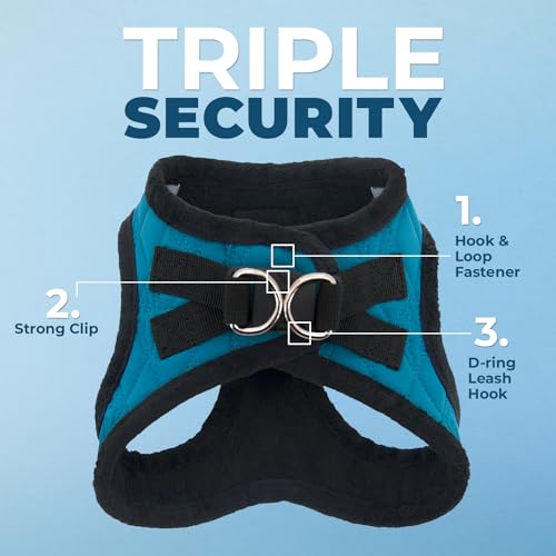 Image of Voyager Step-in Plush Dog Harness - Soft Plush, Step in Vest Harness and Reflective Dog 5 ft Leash Combo with Neoprene Handle for Small and Medium Dogs by Best Pet Supplies -Set (Turquoise Plush), XS