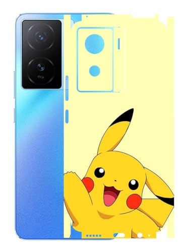 Image of AtOdds - VIVO IQOO Z7 (5G) Mobile Back Skin Sticker - Lamination - Rear Screen Guard Protector Film Wrap (Coverage - Back+Camera+Sides) (Design - Pika)