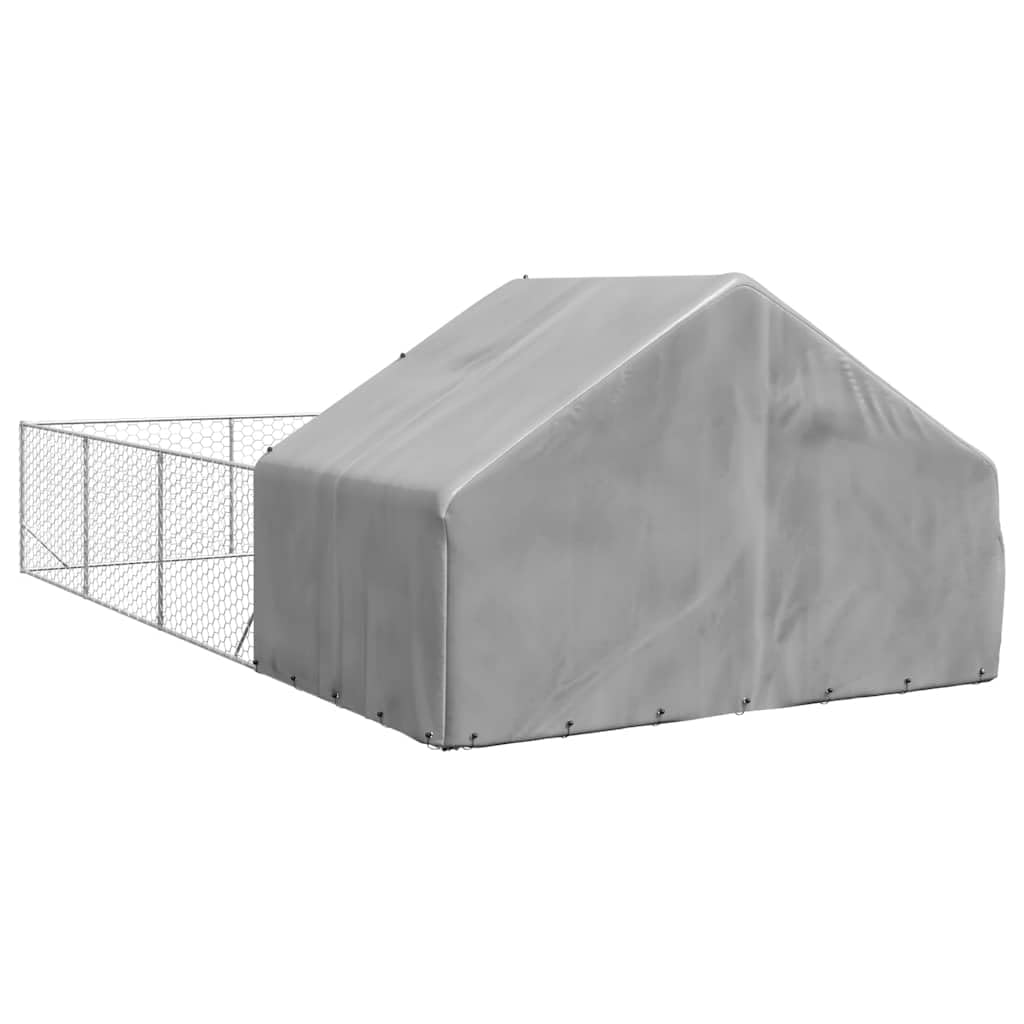 Brokky 3329244 Cuccia per Cani da Esterno con Recinto 7x3x1,9m Acciaio Zincato Recinto per Cani da Giardino,Gabbia per Conigli,Recinto per Animali Domestici,Gatti,Cuccioli,Porte con Chiavistello e Par