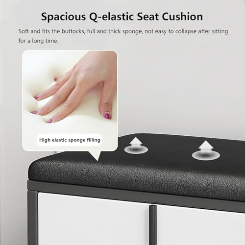 Banc à chaussures 2 en 1 rembourré de 48cm avec coffre de rangement - 6