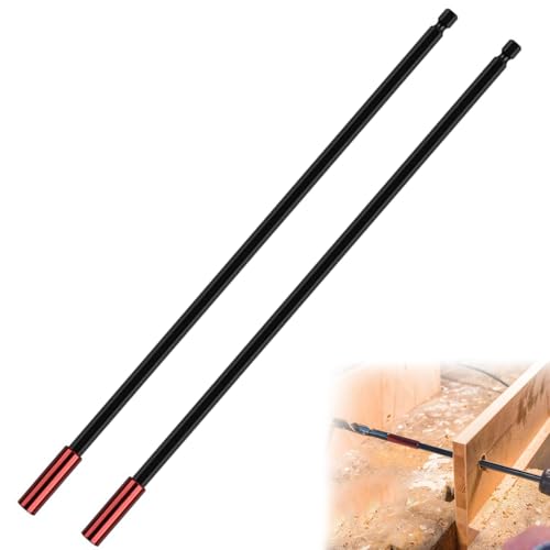 2PCS 300mm Drill Extension Bit Holder Powerful Magnetic Drill Bit Extension Bar for Quick-Change Impact Drive Long Magnetic Impact Driver Bar for Screws Nuts Drills