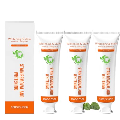 Dentifrice blanchissant anti-taches pour dents sensibles avec brossette interdentaire haleine fraîche