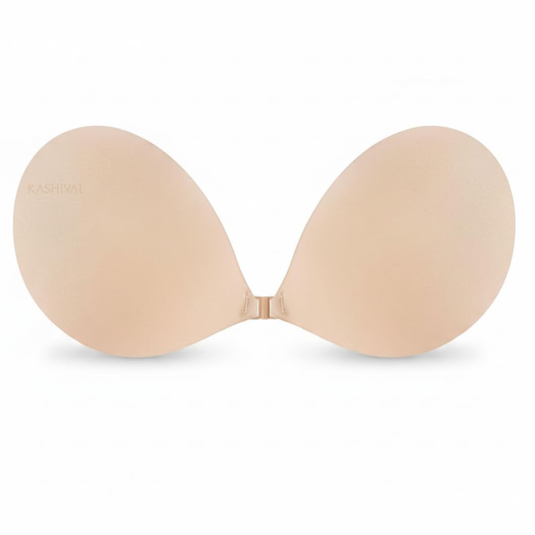 kashival Women's Strapless Adhesive Bra, Reusable Silicone Push-Up Sticky Bra with Front Clip Closure for Backless and Halter Neck Outfits Fee Size-picture-53