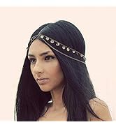 Catery Head Chain Jewelry Gold Sequins Bohemian Hair Chain Boho Headpiece Head Dress Hair Access...