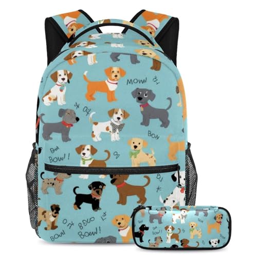 Sac à dos école 2 pièces avec trousse motif nœud pour filles et garçons