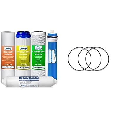 iSpring F5-75 Reverse Osmosis Replacement Water Filter Pack Set for 5-Stage System & Housing O-Ring, 3 1/2", for RCC Series RO System and Countertop Water Filter Housing Sump