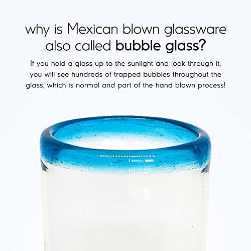 Mexhandcraft 488 Aqua Blue Rim 20 Oz Tall Iced Tea Glasses thumb #2