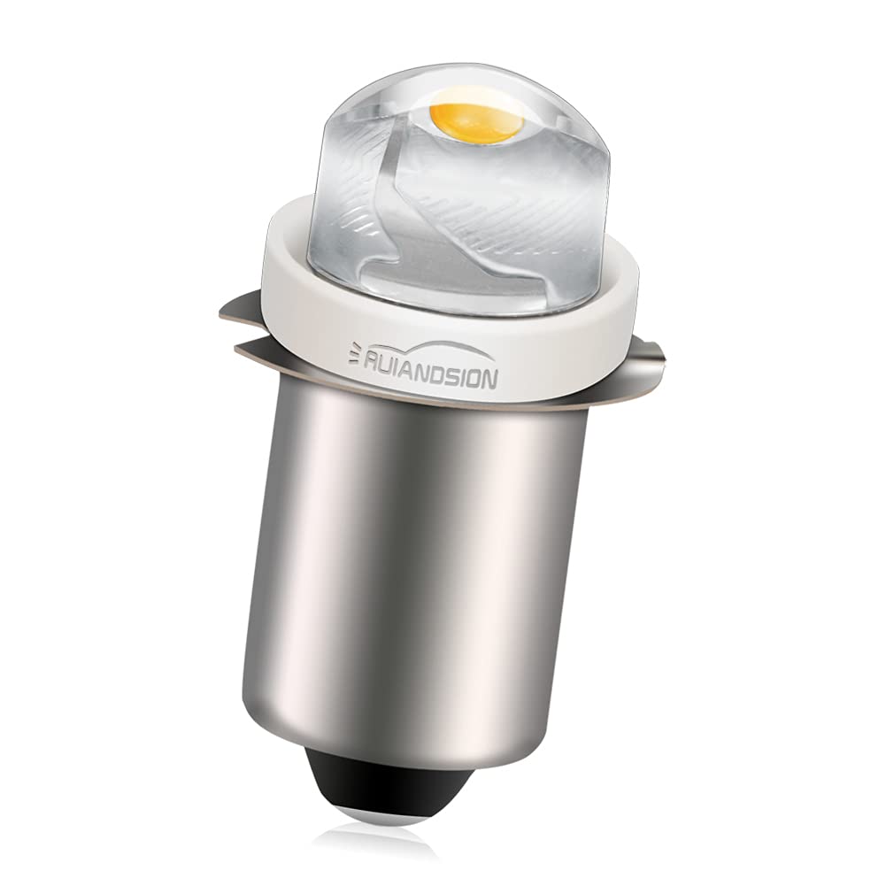 Ruiandsion White P13.5s Led Bulb 4.5V 0.5W Warm Led Light Bulb Torch Headlight Mini Head Lamp Flashlight,Non-Polar Fit Both Negative Earth And Positive Earth(Pack Of 1)