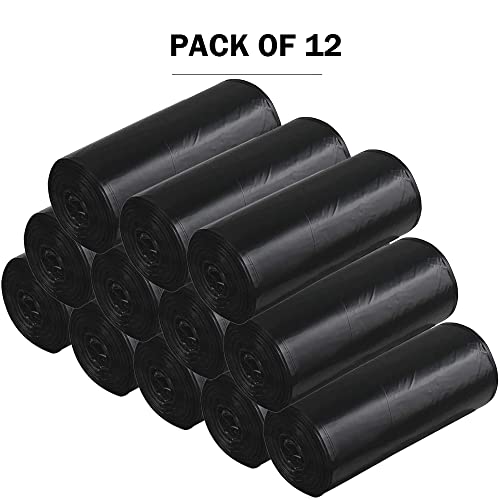 Image of Premium Recyclable Garbage Bags | Large Size Durable Dustbin Bag | Trash Bag - Black Dustbin Covers for Indoor, Outdoor, Home, Office and Hotels Wet and Dry Waste (Pack of 12 Rolls) Total 180 Bags