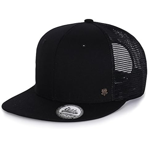 ililily Extra Big Size Solid Color New Era Style Snapback Hat Baseball Cap (ballcap-1259-1) Black Cover
