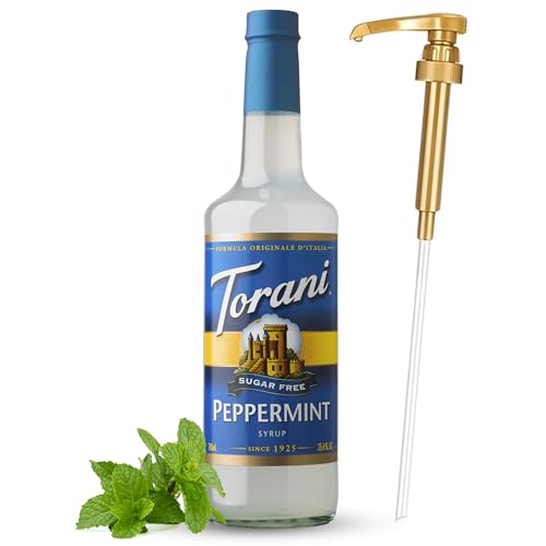 Sugar-Free Peppermint Coffee Syrup (25.4 oz) with Direct Coffee Tea Est 2019 Syrup Pump – Premium Flavor for Coffee, Tea, and Desserts