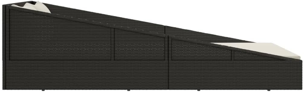 vidaXL Patio Bed, Outdoor Rattan Daybed Sunbed Wicker Furniture with Cushions, Sun Lounger for Courtyard Poolside, Black Poly Rattan