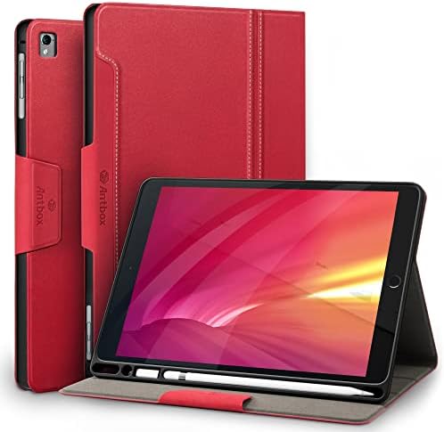 Antbox Case for iPad Air 2/iPad 6th/5th Generation(9.7'')/Pro 9.7''/Air 1 Vegan Leather Case with Apple Pencil Holder Auto Sleep/Wake iPad 9.7 Case (Red)