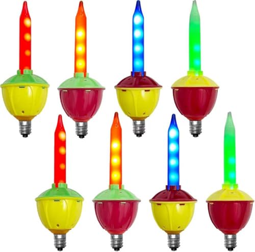 Abeja 8 Pack Christmas Bubble Lights Replacement Bulbs LED Multicolor Bubble Lights Bubble Light Replacement Bulbs for Christmas Tree Holiday Celebrations Decor-C7/E12 Base