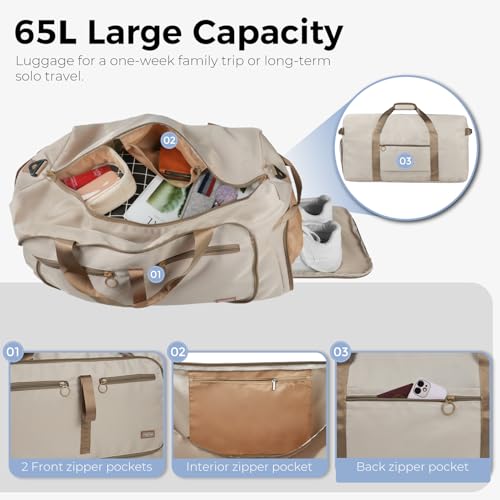 Image of Fmeida 65L Duffle Bag Foldable Travel Duffel Bags for Men Women Travel Bag