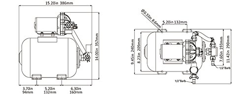 Seaflo Marine Water Pump 24 V Dc 60 Psi 5.5 Gpm 2 Gallon Accumulator Tank System #TOP4
