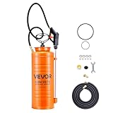 VEVOR Industrial Concrete Sprayer, 3.5 Gallon Stainless Steel Sprayer, Heavy Duty Tri-Poxy Pump Sprayers, 20.5'Wand with Ergonomic Gun Handle, 48'& 120'Hose, 2 Brass Nozzles for Construction, Garden