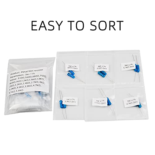 KOKISO 3W 3 Watts 200PCS 100 Value (1 ohm—1M ohm) Metal Film Resistor +/-1% Assorted Kit Assortment - Thumbnail 4