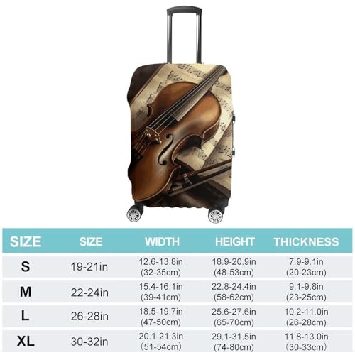 Violin And Book Luggage Cover, Washable Elastic Suitcase Cover Protector Fit 18-32 Inch Luggage2