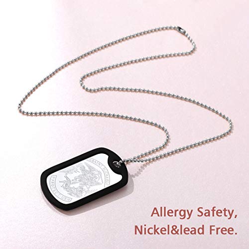FindChic-Dog-Tags-Personalized-Necklace-for-Men-with-Silencer-Custom-Text-EngravedPrint-Photo-Military-US-Army-ID-TagSaint-Michael-Guardian-Pendant-Stainless-Steel-Jewelry-Gift-with-Jewelry-Box