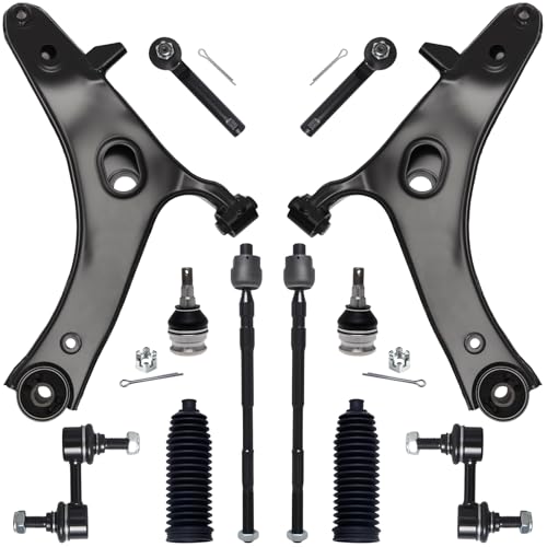 KEYOOG 12Pcs Front Lower Control Arm Kit Fit For 2009 2010 2011-2013 Su-baru Forester, Ball Joint, Outer Inner Tie Rod End, Sway Bar Link, Boot (OE# 524-783 K622787 K750049 EV800513 ES3712 K9513)