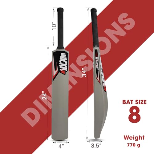 Image of WHACKK Double Blade Cricket Bat Full Size - Virgin Plastic Heavy-Duty Tennis & Turf Bat | Bigger Sweet Spot, Crack-Resistant | Tournament Standard Size 8 for Adults & Seniors (Grey)