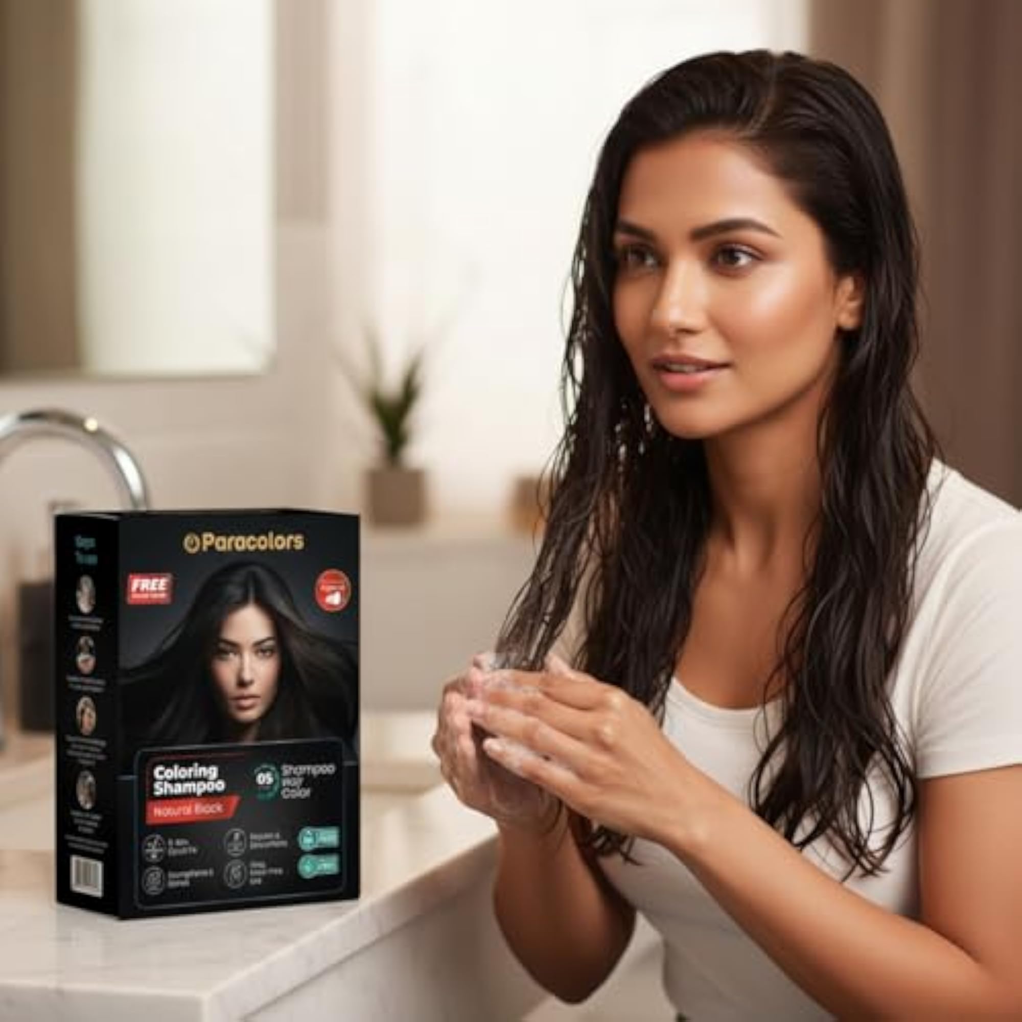 Natural Black Coloring Shampoo, Quick Fix, Gift for Her