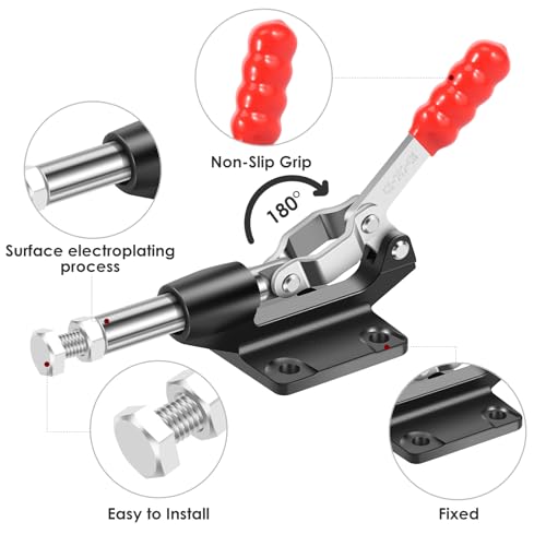 LYDODOKA 2 Pcs Toggle Clamp, Quick Release Push Pull Clamp Toggle Latch, 500lbs Holding Capacity Woodworking Fixtures, Pocket Hole Jigs for Welding Industrial Equipment
