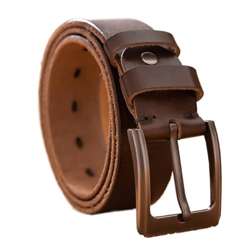 Ceinture en cuir de vache marron homme accessoire pantalon large avec boucle alliage