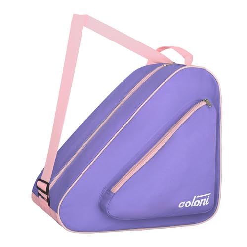 Skate Bag for Ice & Roller Skates with Side Pockets & Adjustable Strap Unisex,Purple