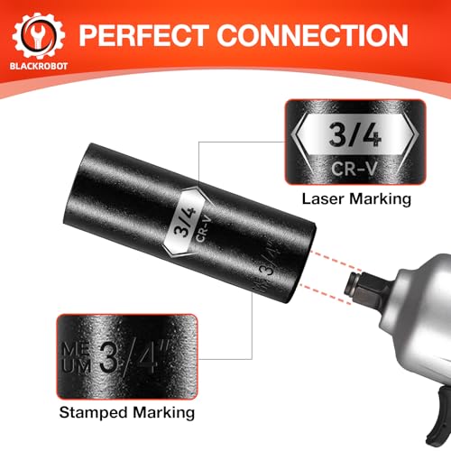 Image of 1 /2 Inch Drive 6-Point Deep Socket, 3 /4 Inch Deep Impact Socket, CR-V Steel