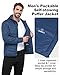 Outdoor Ventures Leichte Steppjacke Herren Übergangsjacke Packbare Puffer Jacke Winterjacke für Männer Zum Ski Wandern Reisen Navy Blau L