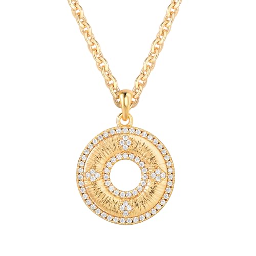 Fettero Dainty Gold Necklace for Women, 14K Gold Plated Pendant Necklace Cubic Zirconia Charm Necklaces for Women Jewelry Gift