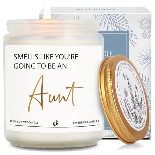 QHLLWT New Aunt Candle Gifts for First Time Aunty Smells Like Youre Going to Be an Aunt Pregnancy Announcement Gift for Auntie Promoted to Auntie Baby Reveal Candle for Sister Friends-6