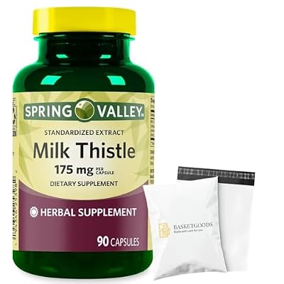 Spring Health Valley Milk Thistle Twin Pack 175mg, 180 Count Total Set with Basket Goods Store