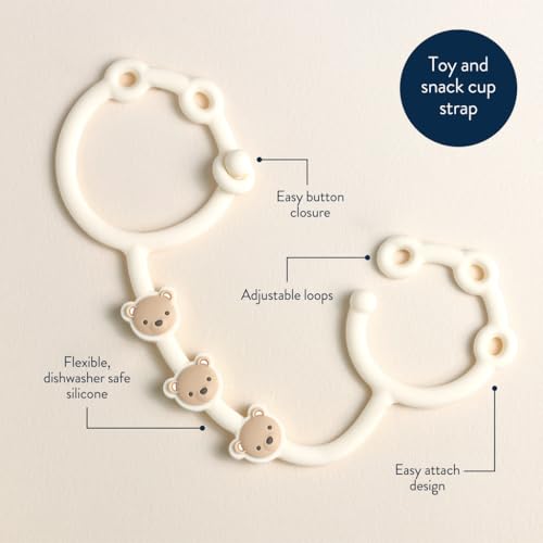 Image of Itzy Ritzy Toy & Snack Cup Strap - Adjustable Strap for Keeping Baby's Toys Nearby - BPA-Free Silicone - Tether for Strollers, High Chairs & Car Seats - Dishwasher Safe (Bear)