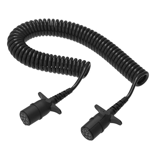 Connessione sicura in qualsiasi condizione atmosferica: robusto cavo a spirale per rimorchio AUPROTEC a 7 pin da 24 V, ideale per camion, trattori, auto. Resistente alle intemperie e alle vibrazioni grazie al rivestimento in PUR e alla spina anticorrosione secondo ISO 1185.