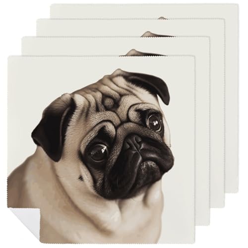 Servilletas de Tela Pug Dog 4 PCS miniatura 1