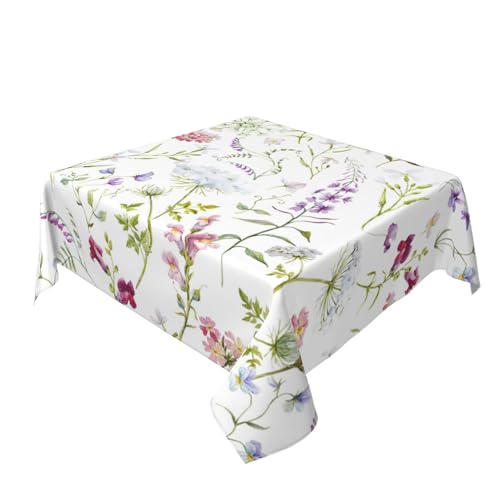 Nappe carrée imperméable 152x152 cm fleurie pour table - 7