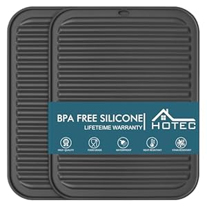 HOTEC BPA Free Silicone Trivets for Hot pots and Pans, 446℉ Heat Resistant for Kitchen Counter Dish Drying Mat, Set of 2 Dark Grey