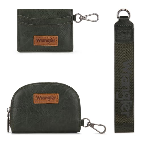 Image of Wrangler KeyChain Wallet Wristlet Wallets for Women Dual Pouch Wristlet with Zipper Womens Credit Card Holder Wallet